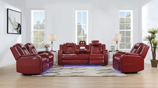 RADIANT COLLECTION 3 PC POWER RECLINING SOFA, LOVESEAT AND CHAIR RED