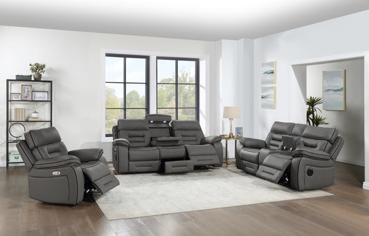 APOLLO COLLECTION POWER RECLINING 3PC SOFA SET GRAY