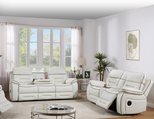 APOLLO COLLECTION POWER RECLINING 2PC SOFA SET WHITE