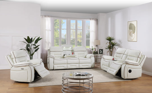 APOLLO COLLECTION POWER RECLINING 3PC SOFA SET WHITE