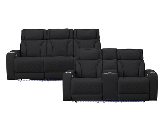 RITZY COLLECTION RECLINING 2PC SOFA AND LOVESEAT BLACK