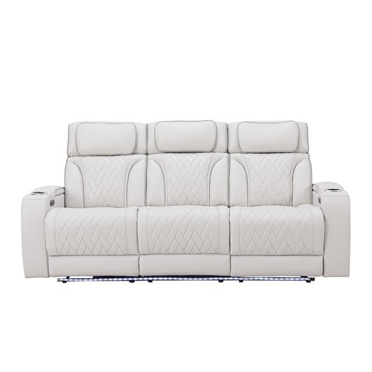 RITZY COLLECTION POWER RECLINING SOFA GRAY-WHITE