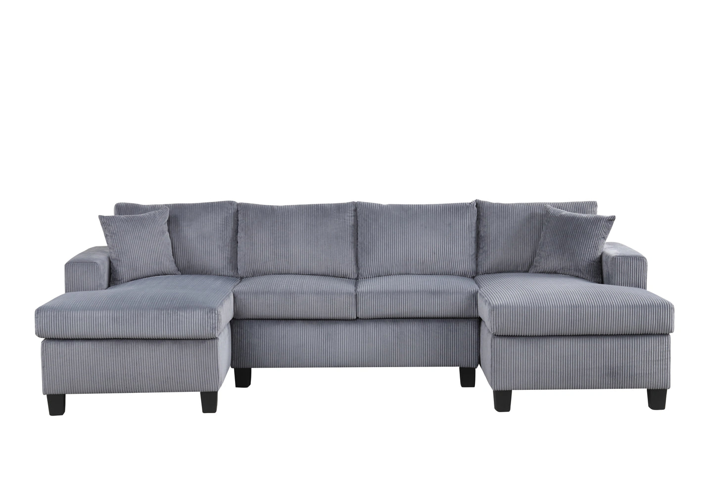 ZACK CHARCOAL CORDUROY DOUBLE CHAISE SECTIONAL