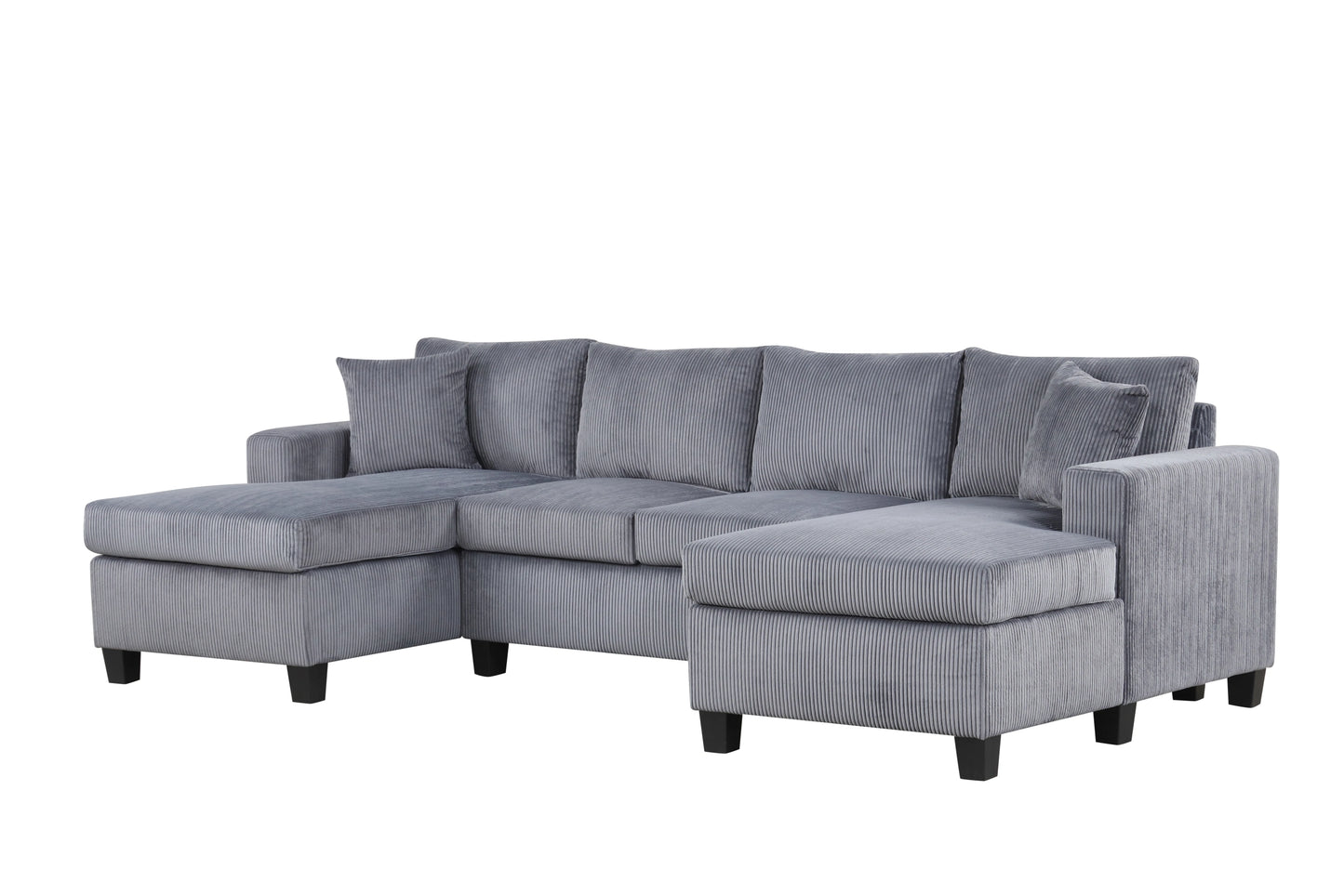 ZACK CHARCOAL CORDUROY DOUBLE CHAISE SECTIONAL